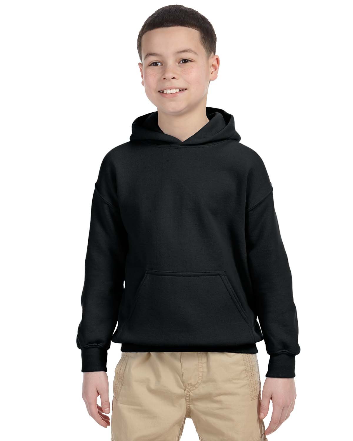 Gildan Heavy Blend Hooded Youth Sweatshirt in Black