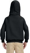Am image of a Custom Gildan Heavy Blend Hooded Youth Sweatshirt in Black!