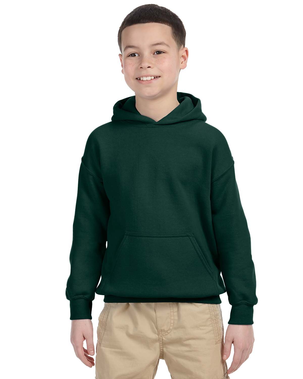 Gildan Heavy Blend Hooded Youth Sweatshirt in Forest Green