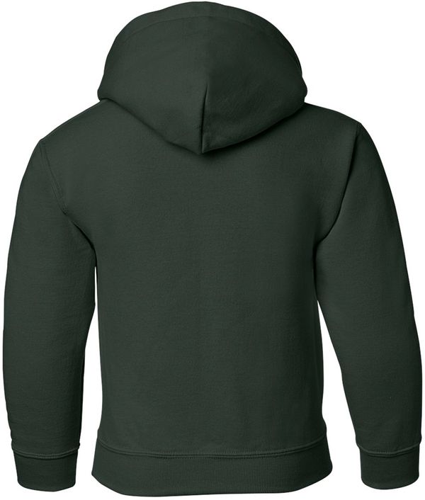 An image of a Custom Gildan Heavy Blend Hooded Youth Sweatshirt in Forest Green!