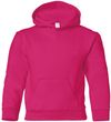 An image of a Custom Gildan Heavy Blend Hooded Youth Sweatshirt in Heliconia!