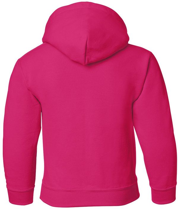 An image of a Custom Gildan Heavy Blend Hooded Youth Sweatshirt in Heliconia!