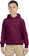 Am image of a Custom Gildan Heavy Blend Hooded Youth Sweatshirt in Maroon!
