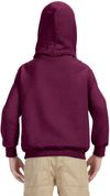 Am image of a Custom Gildan Heavy Blend Hooded Youth Sweatshirt in Maroon!