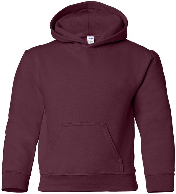 An image of a Custom Gildan Heavy Blend Hooded Youth Sweatshirt in Maroon!