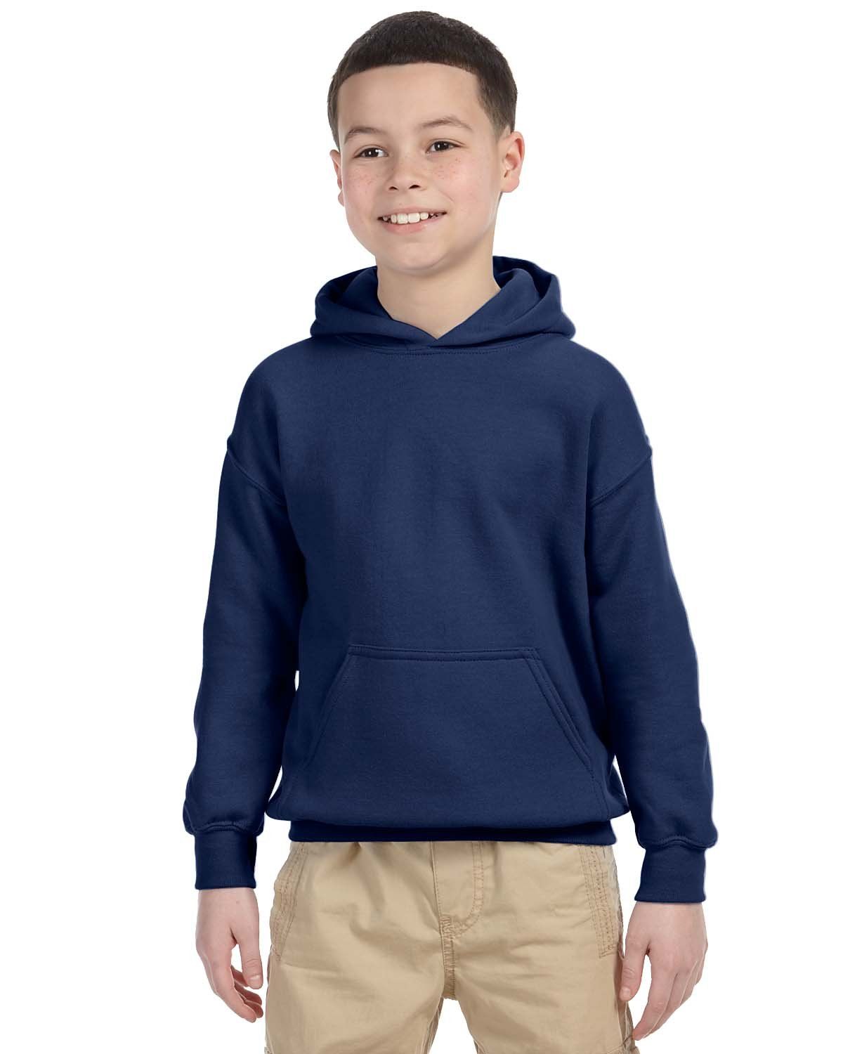 Gildan Heavy Blend Hooded Youth Sweatshirt in Navy