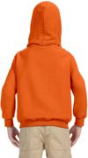 Am image of a Custom Gildan Heavy Blend Hooded Youth Sweatshirt in Orange!