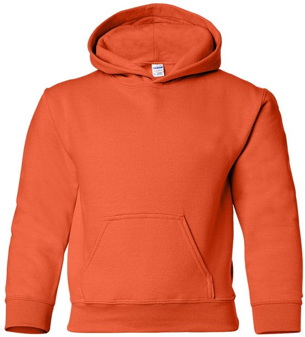 An image of a Custom Gildan Heavy Blend Hooded Youth Sweatshirt in Orange!