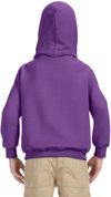 Am image of a Custom Gildan Heavy Blend Hooded Youth Sweatshirt in Purple!