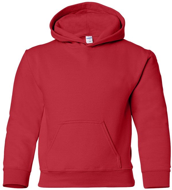 An image of a Custom Gildan Heavy Blend Hooded Youth Sweatshirt in Red!