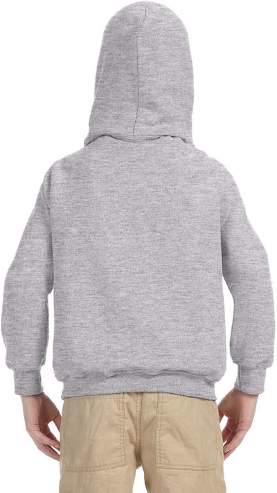 Am image of a Custom Gildan Heavy Blend Hooded Youth Sweatshirt in Sport Grey!