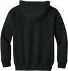 Am image of a Custom Gildan Heavy Blend Youth Full Zip Hooded Sweatshirt in Black!