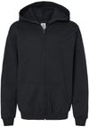 An image of a Custom Gildan Heavy Blend Youth Full Zip Hooded Sweatshirt in Black!