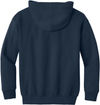 Am image of a Custom Gildan Heavy Blend Youth Full Zip Hooded Sweatshirt in Navy!
