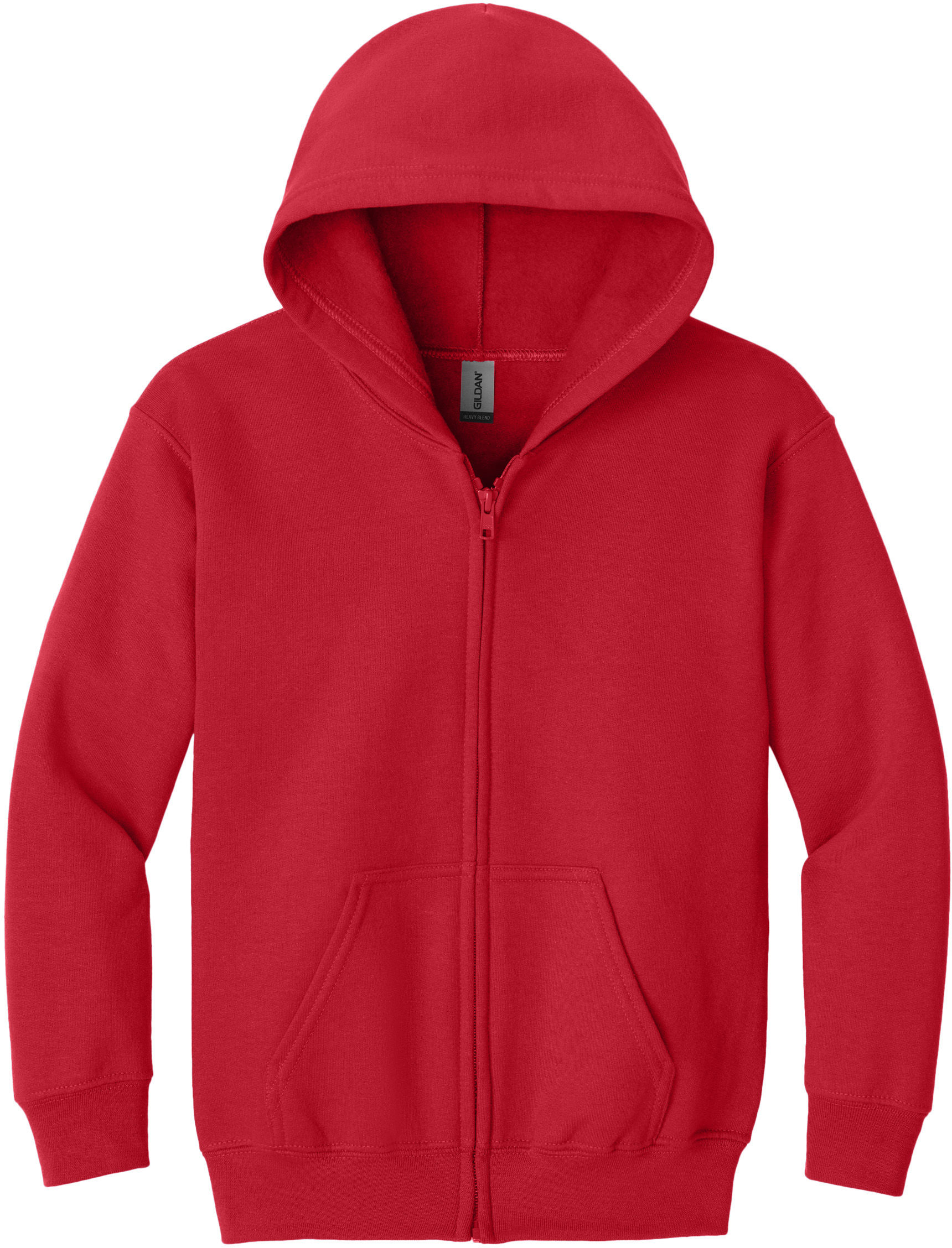 Gildan Heavy Blend Youth Full Zip Hooded Sweatshirt in Red
