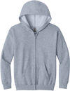Am image of a Custom Gildan Heavy Blend Youth Full Zip Hooded Sweatshirt in Sport Grey!