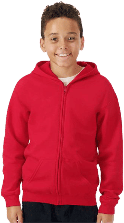 An image of a Custom Gildan Heavy Blend Youth Full Zip Hooded Sweatshirt!