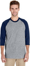 An image of a Custom Gildan Heavy Cotton Raglan Three Quarter Sleeve TShirt!