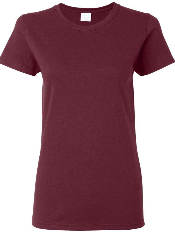 An image of a Custom Gildan Heavy Cotton Women's Tshirt in Maroon!