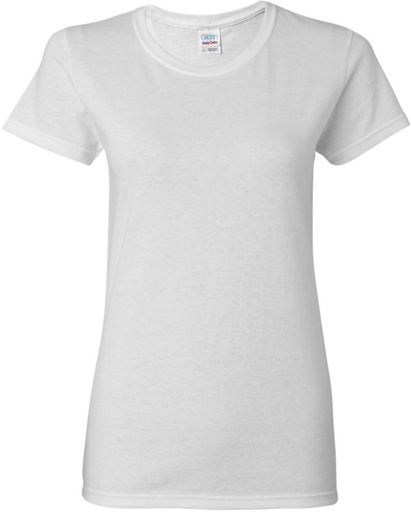 An image of a Custom Gildan Heavy Cotton Women's Tshirt in White!