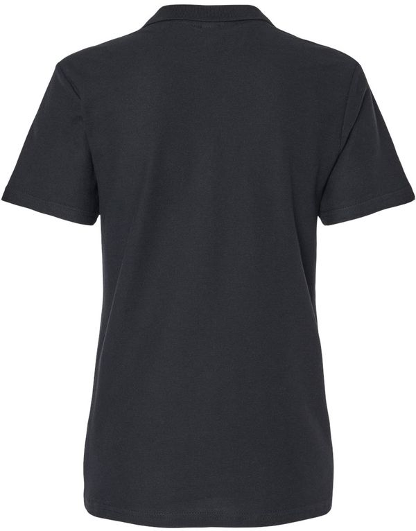 Am image of a Custom Gildan Ladies' Softstyle Double Pique Polo in BLACK!