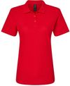 Am image of a Custom Gildan Ladies' Softstyle Double Pique Polo in CHERRY RED!