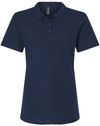 Am image of a Custom Gildan Ladies' Softstyle Double Pique Polo in NAVY!