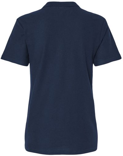 Am image of a Custom Gildan Ladies' Softstyle Double Pique Polo in NAVY!