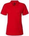 Am image of a Custom Gildan Ladies' Softstyle Double Pique Polo in RED!