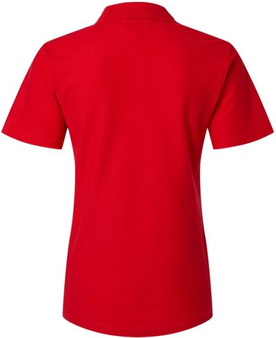 Am image of a Custom Gildan Ladies' Softstyle Double Pique Polo in RED!
