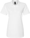 Am image of a Custom Gildan Ladies' Softstyle Double Pique Polo in WHITE!