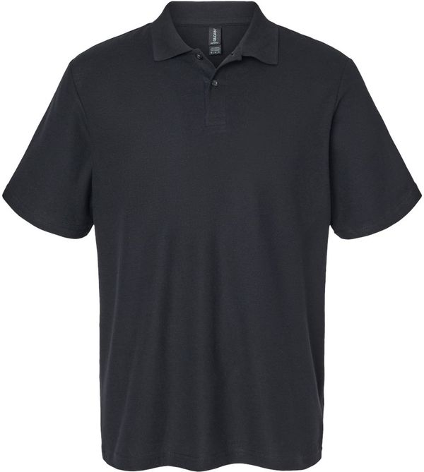 Am image of a Custom Gildan Men's Softstyle Double Pique Polo in BLACK!
