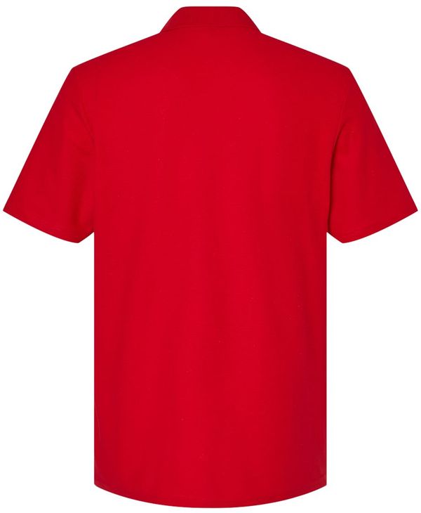 Am image of a Custom Gildan Men's Softstyle Double Pique Polo in CHERRY RED!