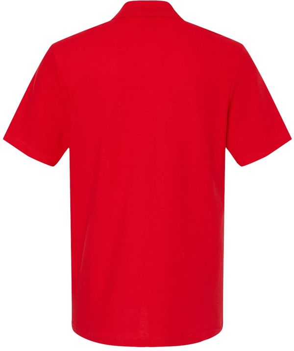 Am image of a Custom Gildan Men's Softstyle Double Pique Polo in RED!