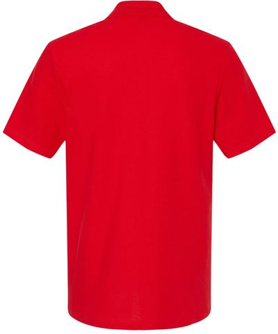 Am image of a Custom Gildan Men's Softstyle Double Pique Polo in RED!