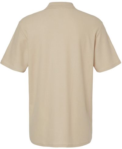 Am image of a Custom Gildan Men's Softstyle Double Pique Polo in SAND!