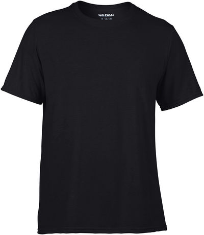 Am image of a Custom Gildan Performance T shirt in Black!
