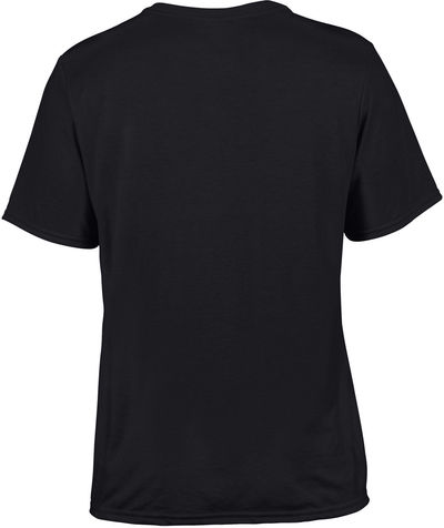 Am image of a Custom Gildan Performance T shirt in Black!