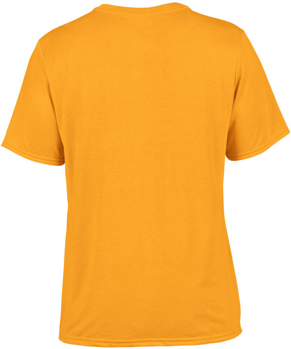 Am image of a Custom Gildan Performance T shirt in Gold!