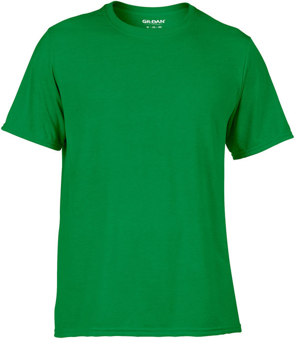 An image of a Custom Gildan Performance T shirt in Irish Green!
