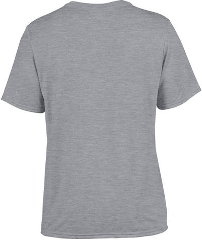 Am image of a Custom Gildan Performance T shirt in Sport Grey!