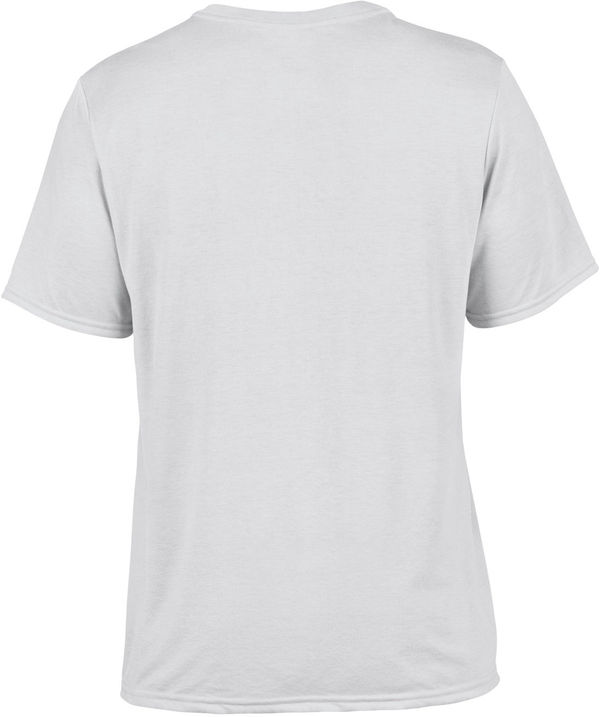 Am image of a Custom Gildan Performance T shirt in White!