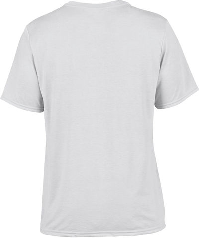 Am image of a Custom Gildan Performance T shirt in White!