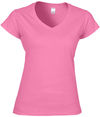 Am image of a Custom Gildan Softstyle Ladies V Neck T Shirt in Azalea!