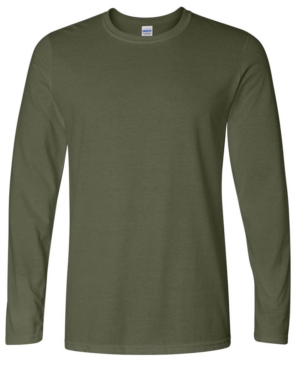 Gildan Softstyle Long Sleeve T Shirt in Military Green