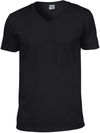 Am image of a Custom Gildan SoftStyle V Neck T Shirt in Black!