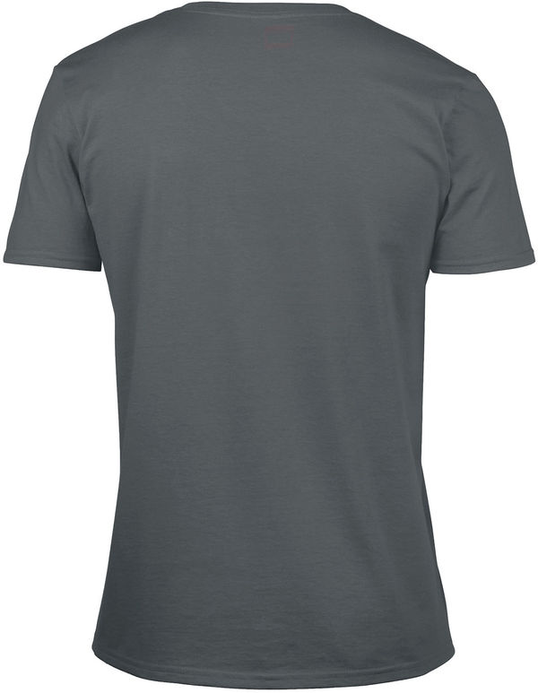 Am image of a Custom Gildan SoftStyle V Neck T Shirt in Charcoal!