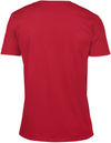 Am image of a Custom Gildan SoftStyle V Neck T Shirt in Cherry Red!