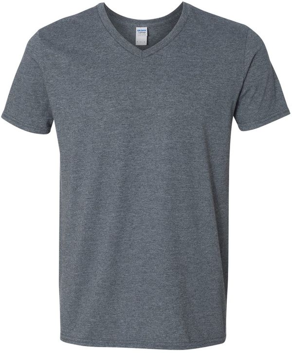 Am image of a Custom Gildan SoftStyle V Neck T Shirt in Dark Heather!