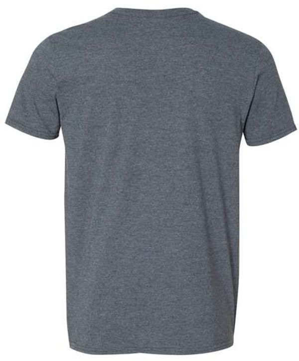 Am image of a Custom Gildan SoftStyle V Neck T Shirt in Dark Heather!